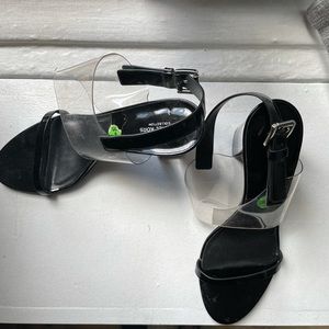 Black and Clear, Leather and PVC high Heels